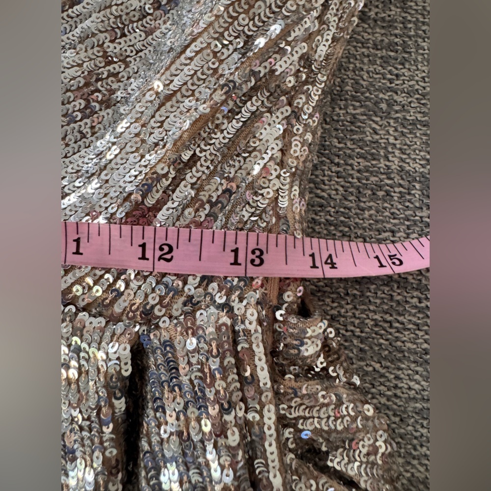 New SACHIN + BABI Delaney Sequinned Mini Dres Sz: 6 Silver Long sleeve - Picture 12 of 15